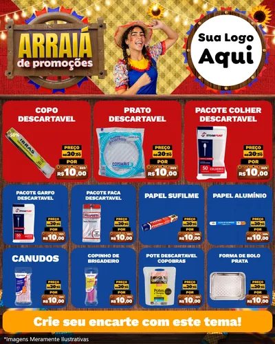 Modelo de Rede Social para Feed Instagram com o tema Arraiá de Promoções para Embalagens
