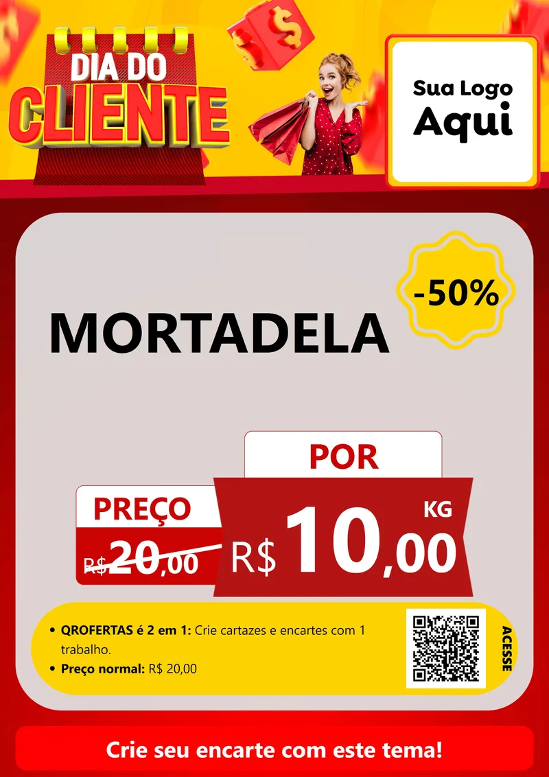 Modelo de Cartaz para Cartaz A4 Vertical com o tema Dia do Cliente para Frios e Laticínios