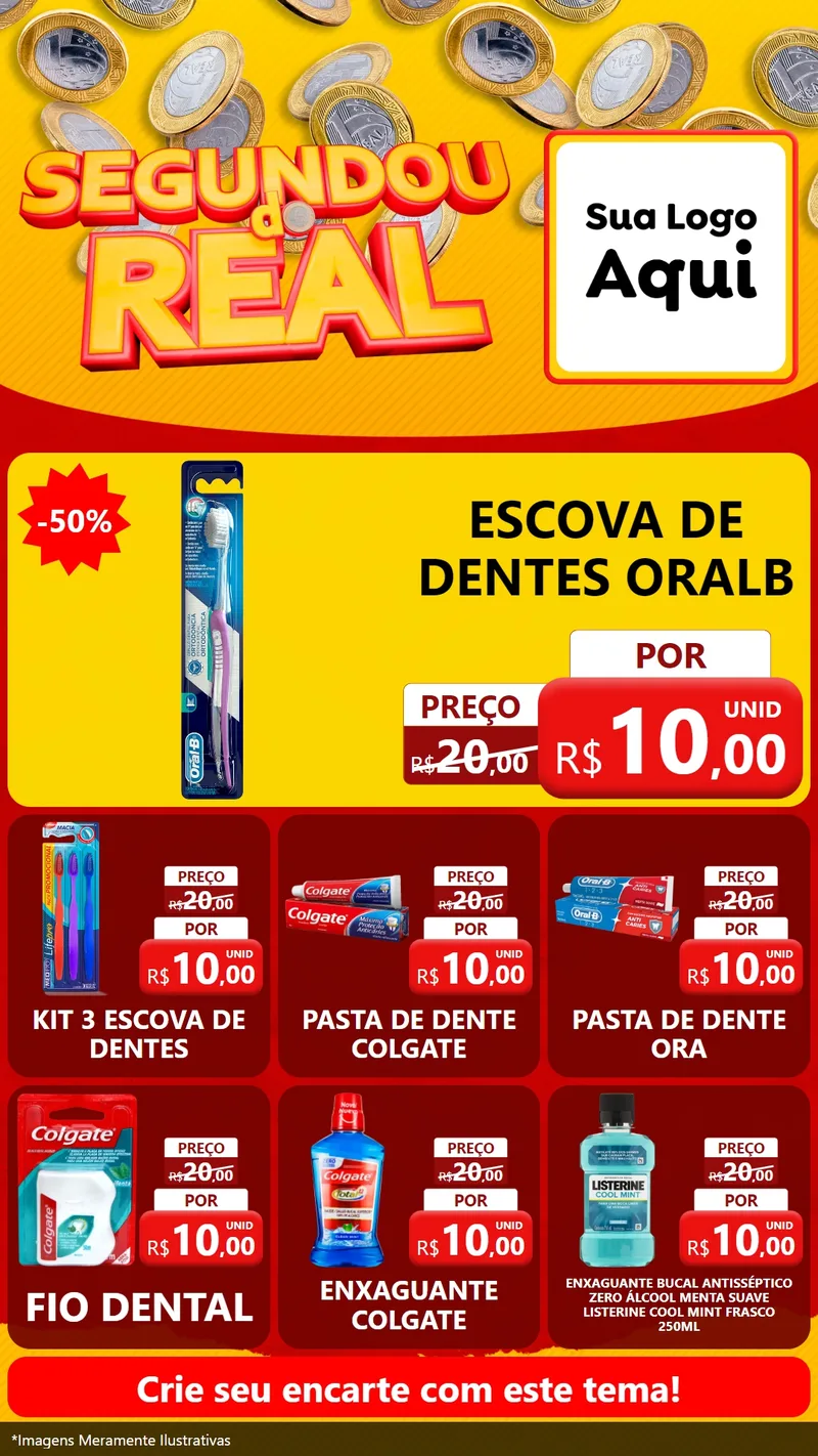 Modelo de Rede Social para Stories com o tema Segundou do Real para Higiene Pessoal