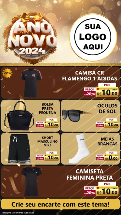 Modelo de TV para TV Vertical com o tema Feliz Ano Novo 2027 para Roupas e acessórios