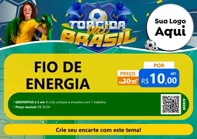 Modelo de Cartaz para Cartaz A4 Horizontal com o tema Torcida Vai Brasil - Copa para Materiais Elétricos