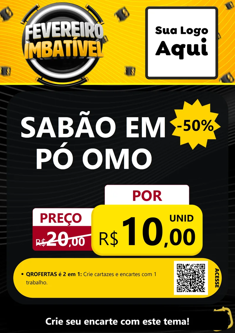 Modelo de Cartaz para Cartaz A4 Vertical com o tema Fevereiro Imbatível para Produtos de Limpeza