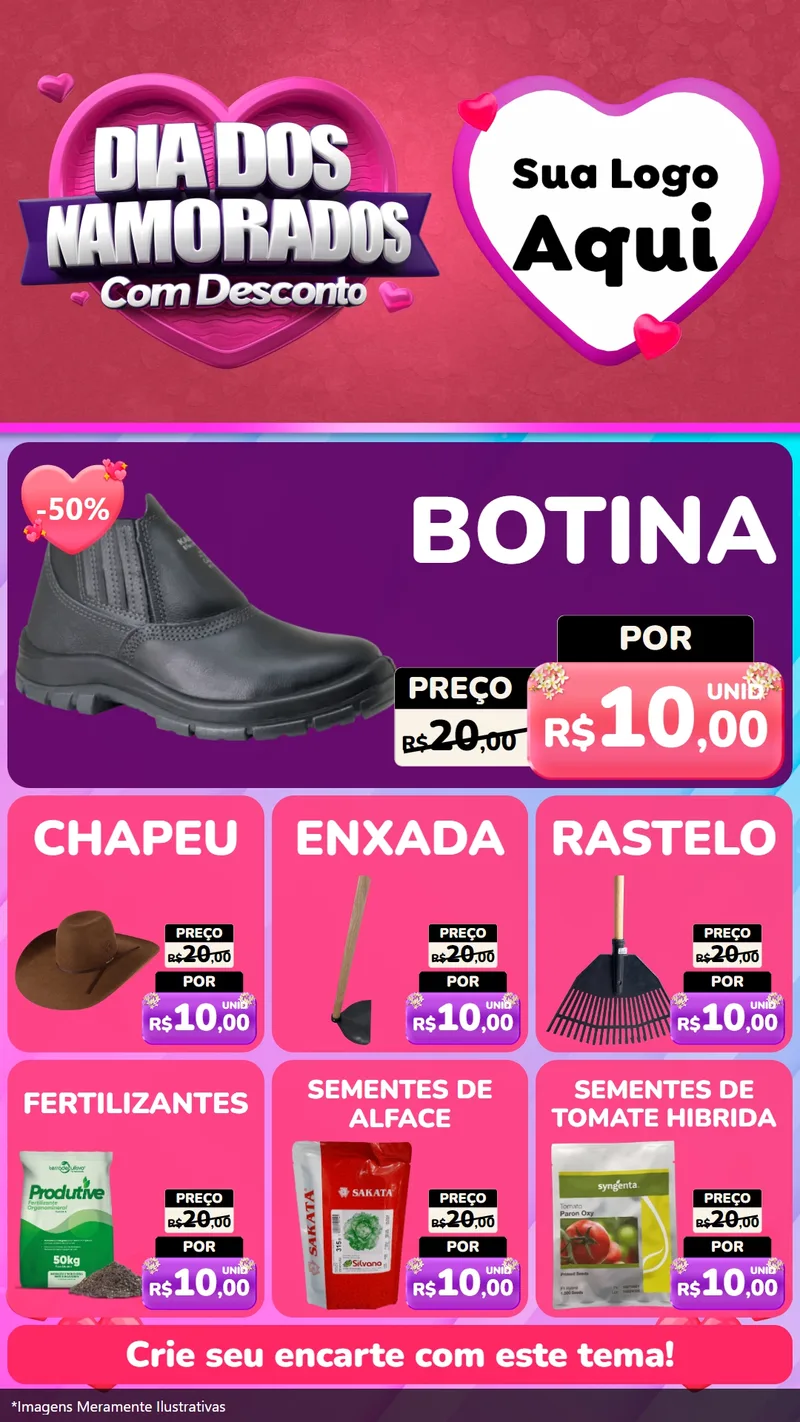 Modelo de Rede Social para Stories com o tema Dia Dos Namorados Com Desconto para Agropecuária