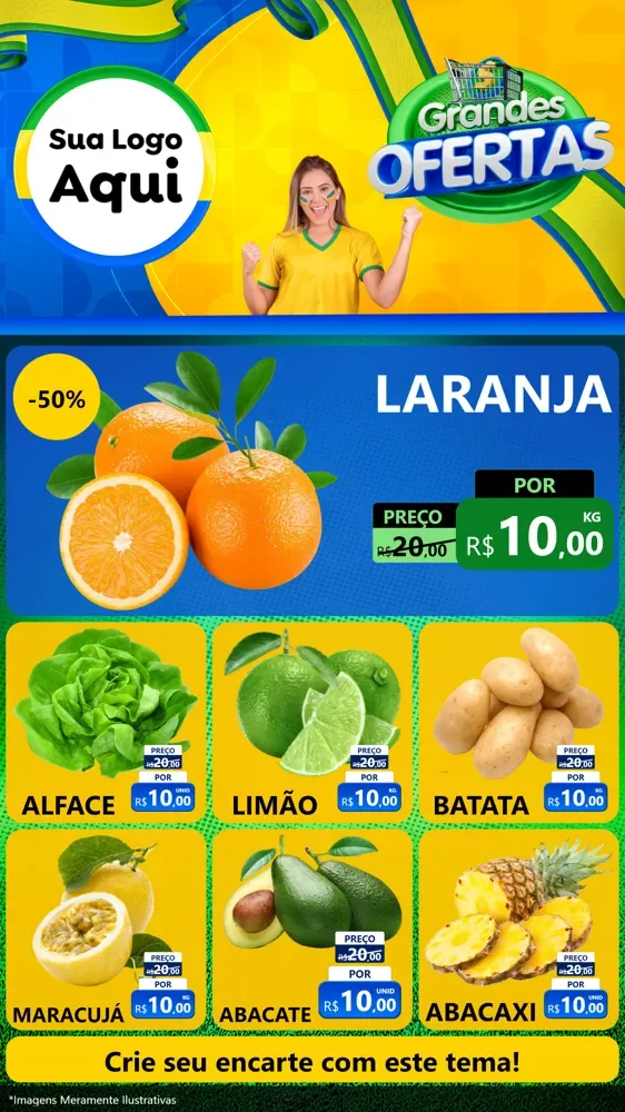 Modelo de Rede Social para Stories com o tema Grandes Ofertas para Hortifrúti