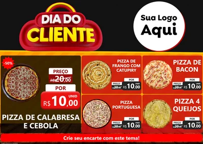 Modelo de Encarte para Encarte A4 Horizontal com o tema Dia do Cliente para Pizzaria