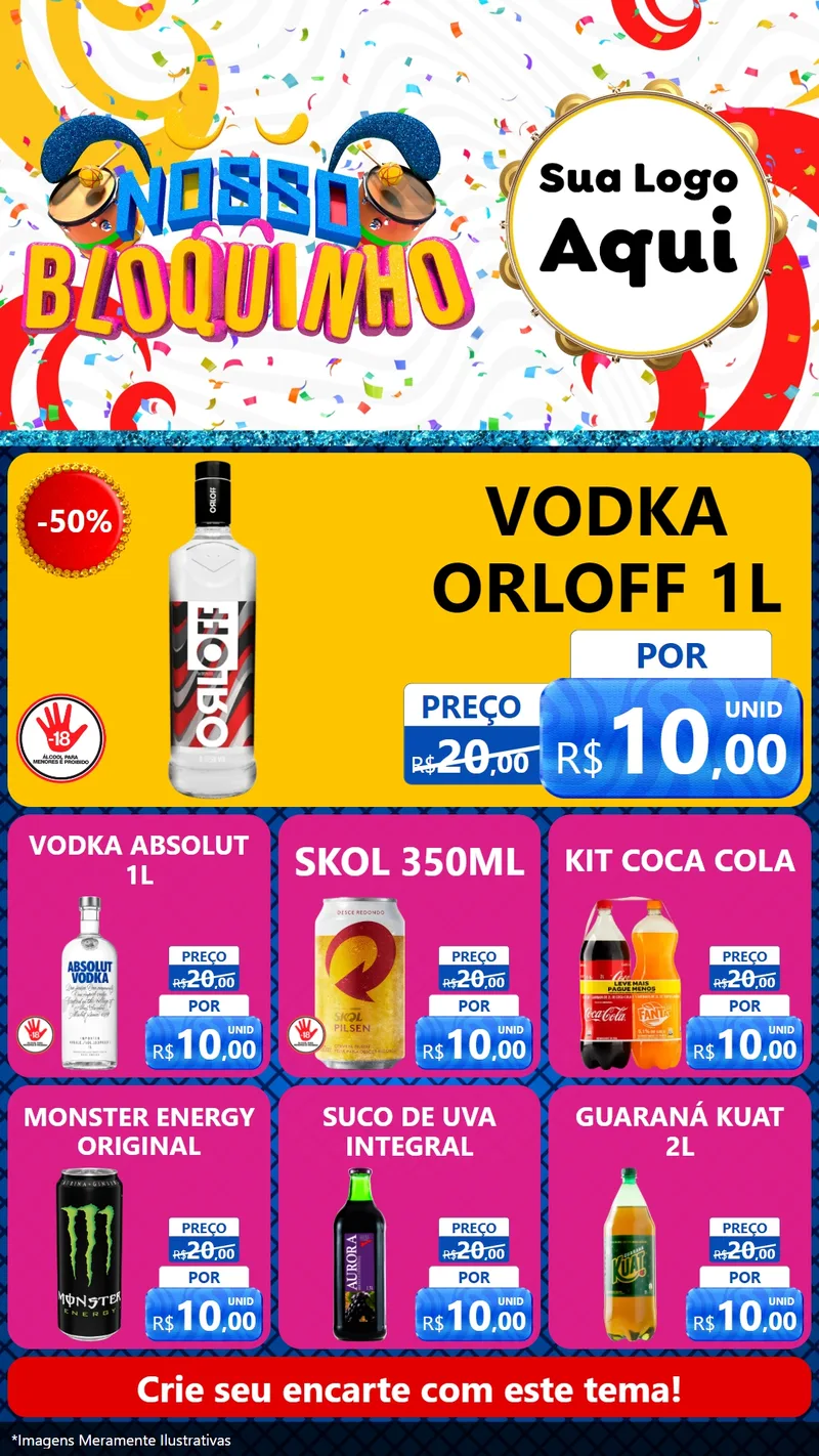 Modelo de Rede Social para Stories com o tema Nosso Bloquinho para Distribuidora de bebidas