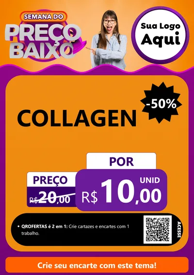 Modelo de Cartaz para Cartaz A4 Vertical com o tema Semana do Preço Baixo para Suplementos alimentares