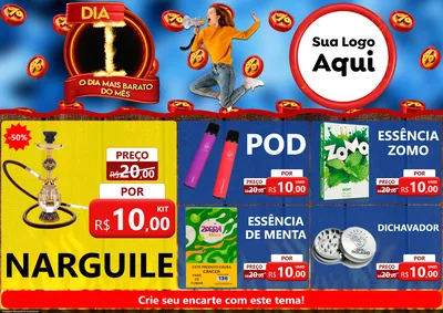 Modelo de Encarte para Encarte A4 Horizontal com o tema Dia I - O Dia Mais Barato Do Mês para Tabacaria