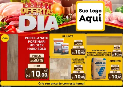 Modelo de Encarte para Encarte A4 Horizontal com o tema Ofertas do Dia para Pisos e revestimentos