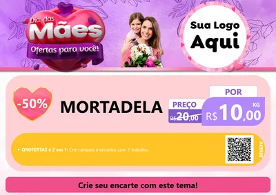 Modelo de Cartaz para Cartaz A4 Horizontal com o tema Dia das Mães Ofertas para Você! para Frios e Laticínios