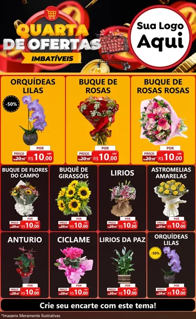 Modelo de Encarte para Encarte Grande com o tema Quarta de Ofertas Imbatíveis para Floricultura e jardim