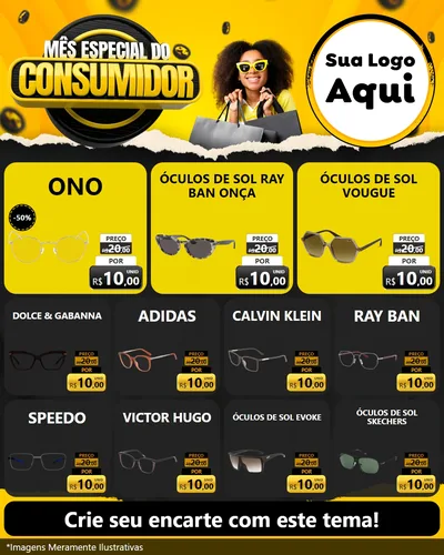 Modelo de Rede Social para Feed Instagram com o tema Mês Especial do Consumidor para Óticas