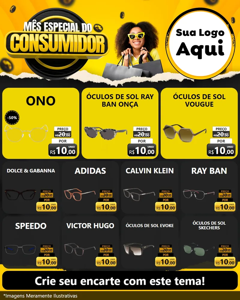 Modelo de Rede Social para Feed Instagram com o tema Mês Especial do Consumidor para Óticas