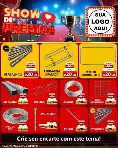 Modelo de Rede Social para Feed Instagram com o tema Show de Prêmios para Ferragens
