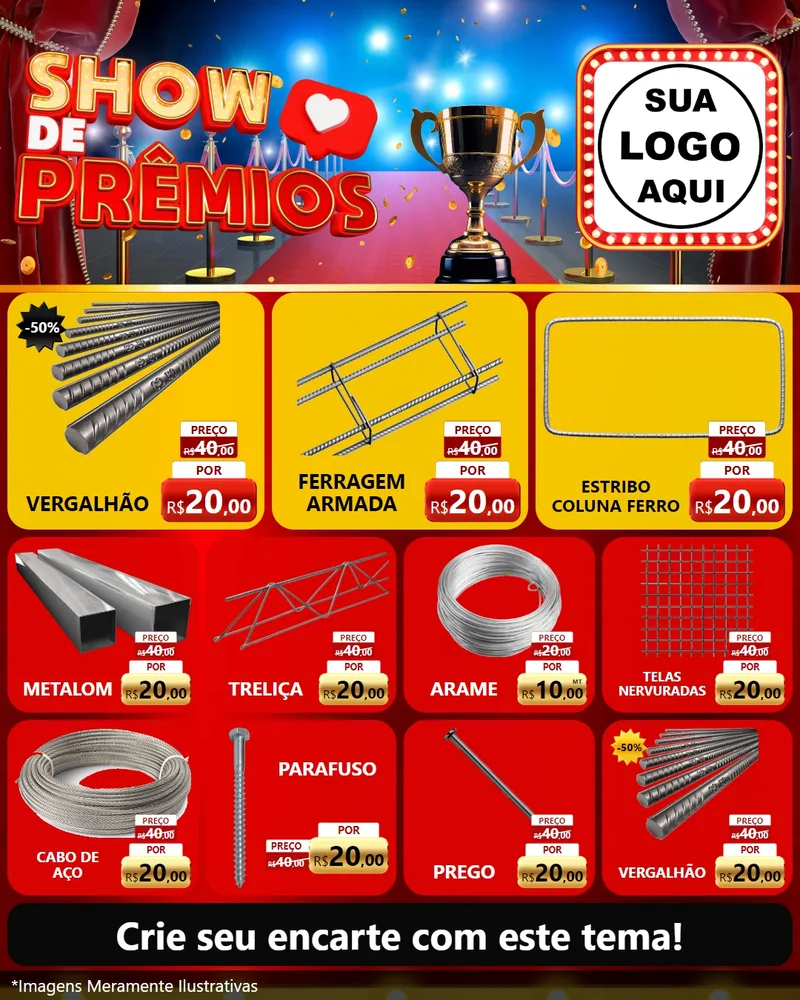 Modelo de Rede Social para Feed Instagram com o tema Show de Prêmios para Ferragens
