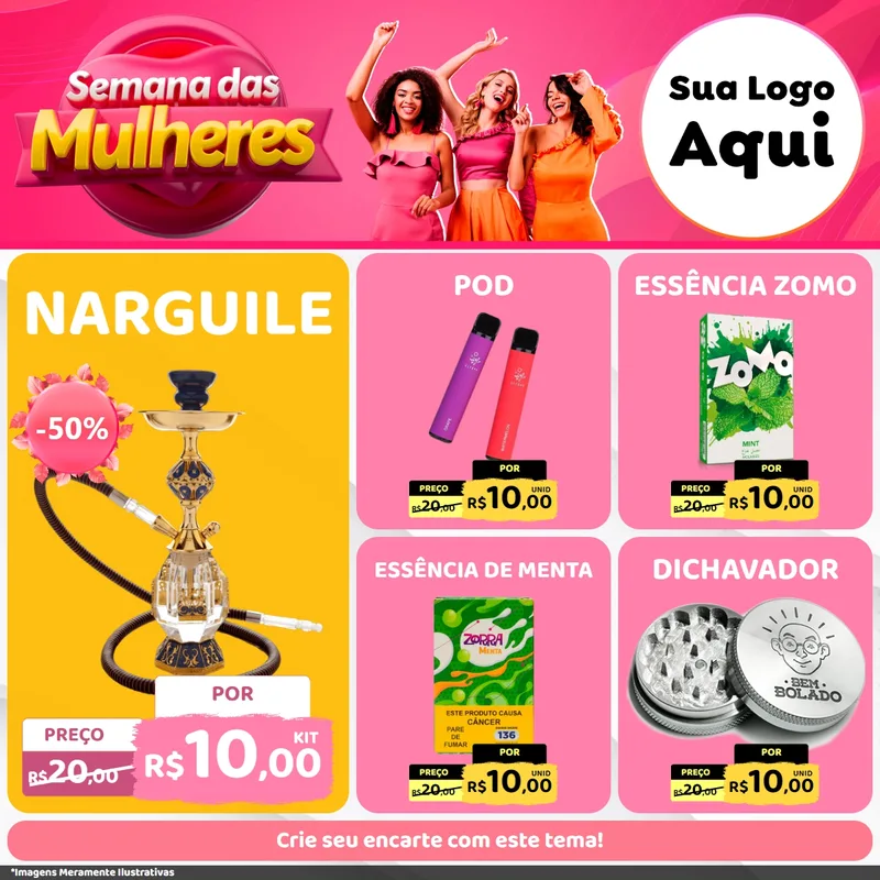 Modelo de Rede Social para Feed Facebook com o tema Semana das Mulheres para Tabacaria