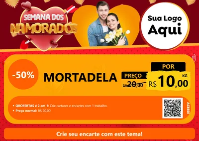 Modelo de Cartaz para Cartaz A4 Horizontal com o tema Semana dos Namorados para Frios e Laticínios
