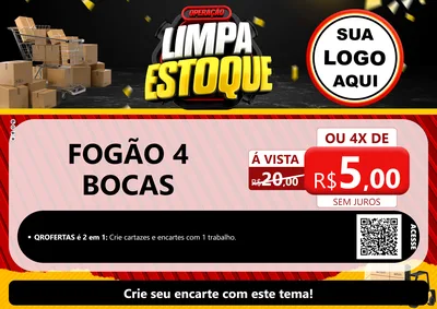 Modelo de Cartaz para Cartaz A4 Horizontal com o tema Operação Limpa Estoque para Móveis e Eletro