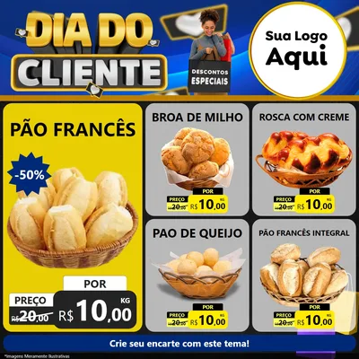 Modelo de Rede Social para Feed Facebook com o tema Dia Do Cliente para Padaria