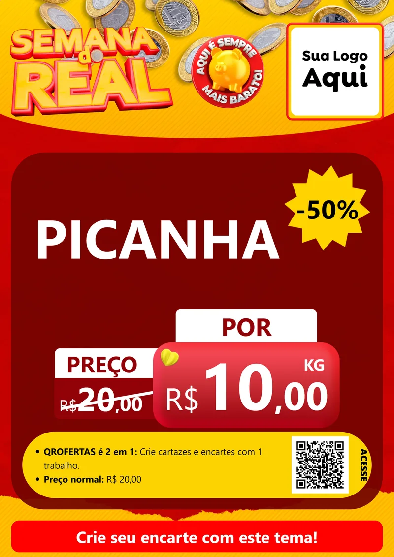 Modelo de Cartaz para Cartaz A4 Vertical com o tema Semana do Real para Açougue