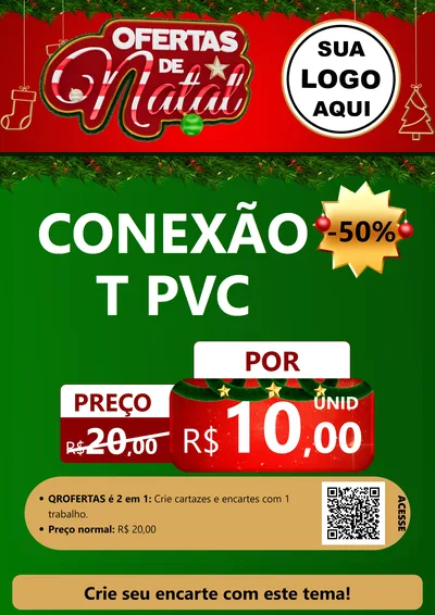 Modelo de Cartaz para Cartaz A4 Vertical com o tema Ofertas de Natal para Tubos e conexões