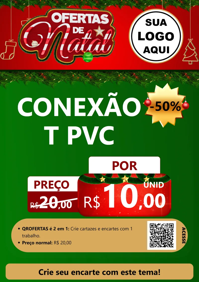 Modelo de Cartaz para Cartaz A4 Vertical com o tema Ofertas de Natal para Tubos e conexões