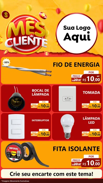Modelo de TV para TV Vertical com o tema Mês do Cliente para Materiais Elétricos