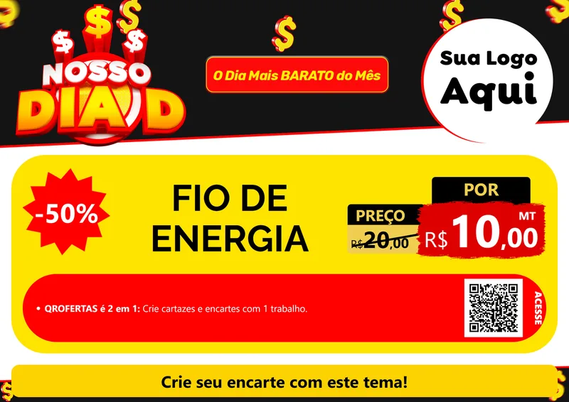 Modelo de Cartaz para Cartaz A4 Horizontal com o tema Nosso Dia D para Materiais Elétricos