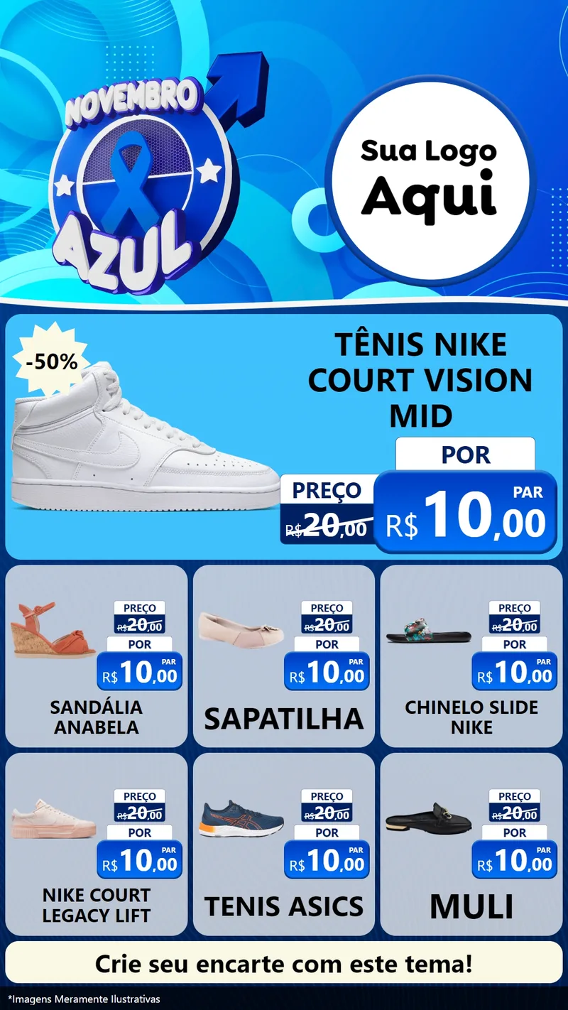 Modelo de Rede Social para Stories com o tema Novembro Azul para Calçados