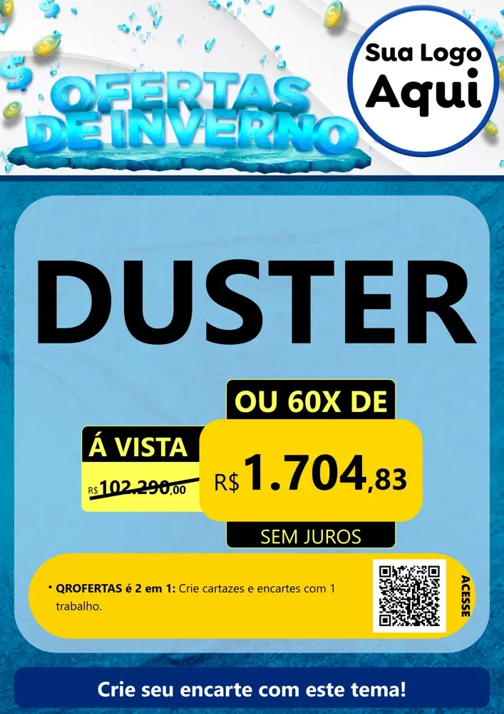 Modelo de Cartaz para Cartaz A4 Vertical com o tema Ofertas de Inverno para Concessionaria de Carros
