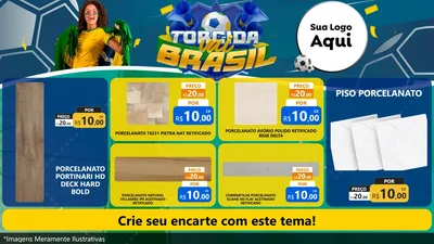 Modelo de TV para TV Horizontal com o tema Torcida Vai Brasil - Copa para Pisos e revestimentos