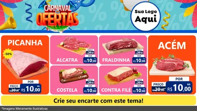 Modelo de TV para TV Horizontal com o tema Carnaval de Ofertas para Açougue