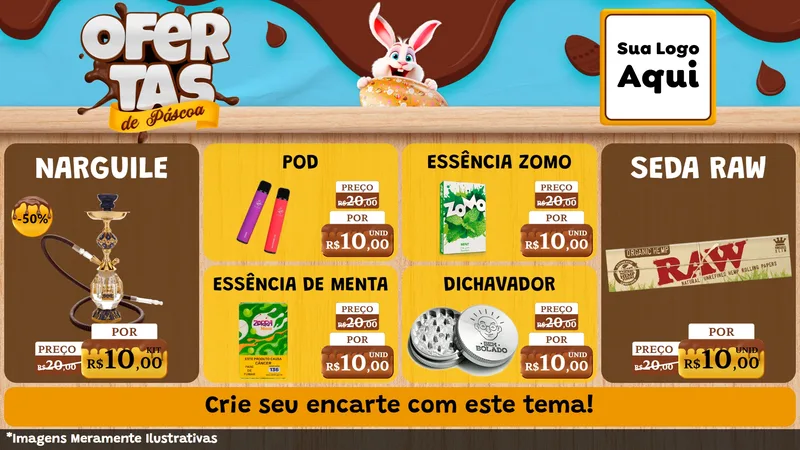 Modelo de TV para TV Horizontal com o tema Ofertas de Páscoa para Tabacaria