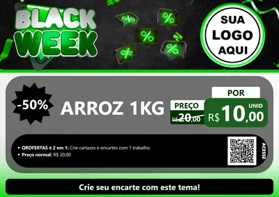 Modelo de Cartaz para Cartaz A4 Horizontal com o tema Black Week para Supermercado