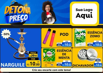 Modelo de Encarte para Encarte A4 Horizontal com o tema Detona Preços para Tabacaria