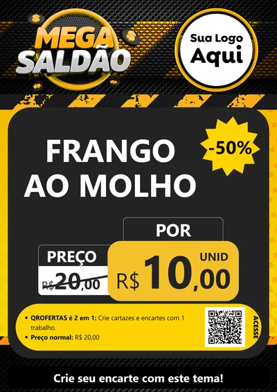 Modelo de Cartaz para Cartaz A4 Vertical com o tema Mega Saldão para Restaurante
