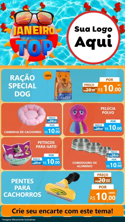 Modelo de TV para TV Vertical com o tema Janeiro Top para Pet Shop