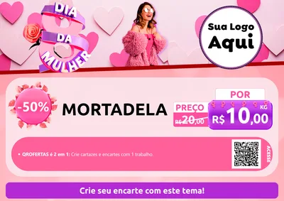 Modelo de Cartaz para Cartaz A4 Horizontal com o tema Dia da Mulher para Frios e Laticínios
