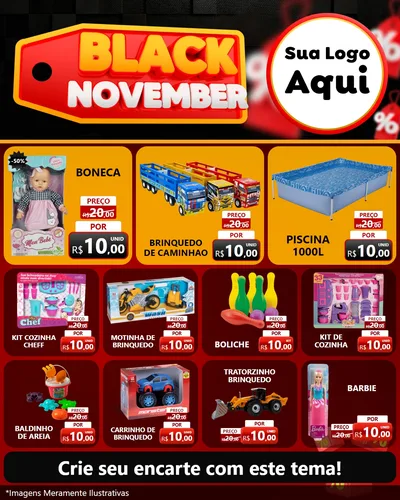 Modelo de Rede Social para Feed Instagram com o tema Black November para Brinquedos