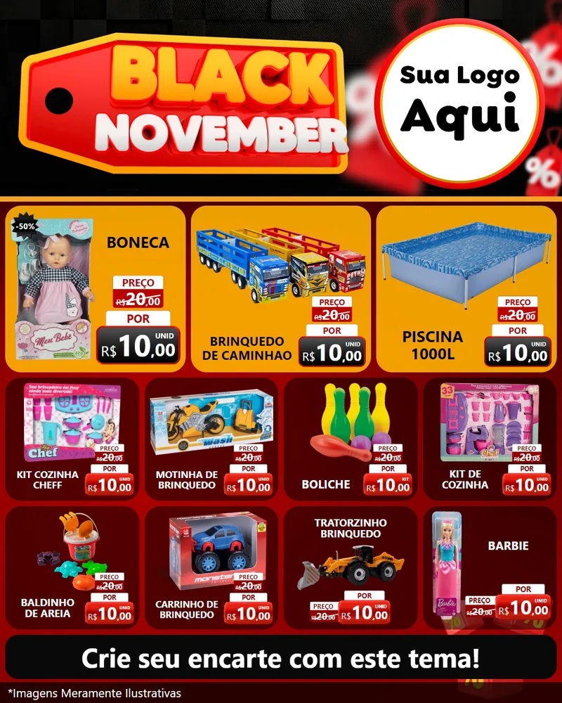 Modelo de Rede Social para Feed Instagram com o tema Black November para Brinquedos