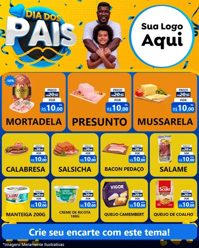 Modelo de Rede Social para Feed Instagram com o tema Dia dos Pais para Frios e Laticínios