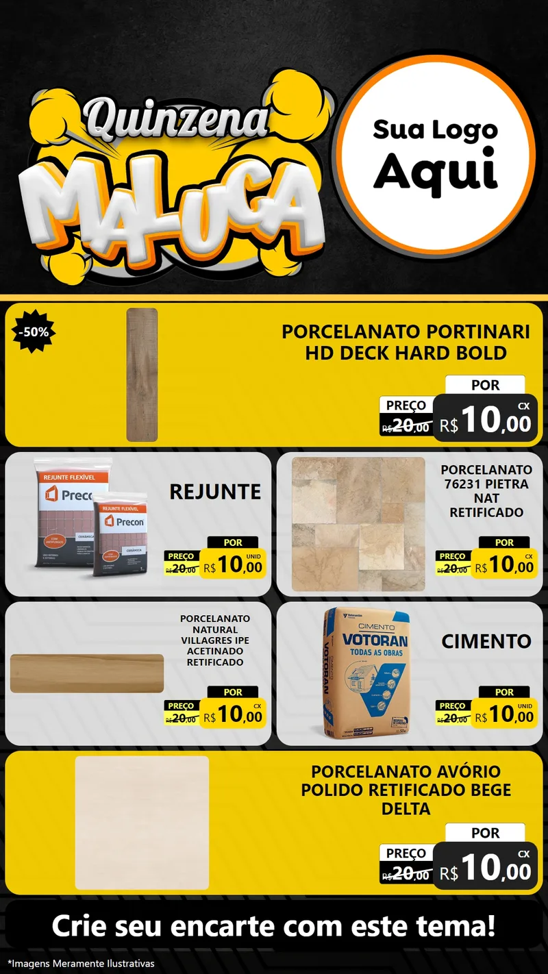 Modelo de TV para TV Vertical com o tema Quinzena Maluca para Pisos e revestimentos