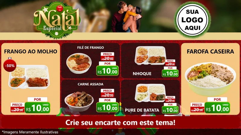 Modelo de TV para TV Horizontal com o tema Natal Especial para Restaurante