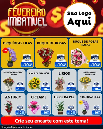 Modelo de Rede Social para Feed Instagram com o tema Fevereiro Imbatível para Floricultura e jardim
