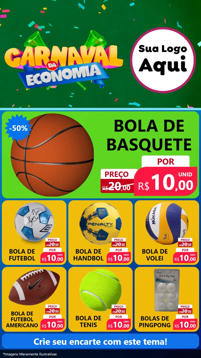 Modelo de Rede Social para Stories com o tema Carnaval da Economia para Artigos Esportivos