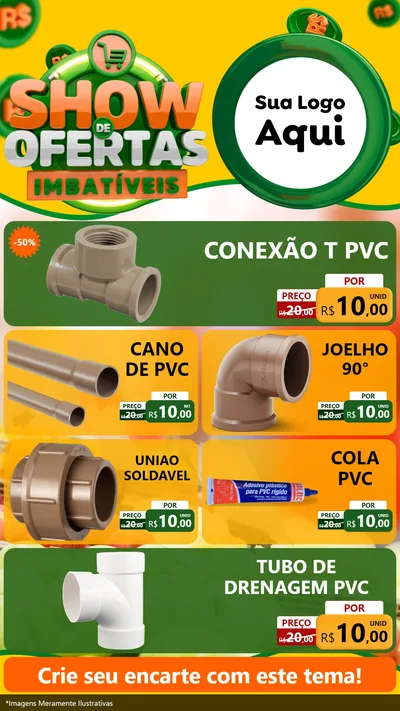 Modelo de TV para TV Vertical com o tema Show de Ofertas Imbatíveis para Tubos e conexões