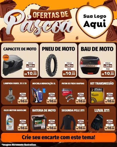 Modelo de Rede Social para Feed Instagram com o tema Ofertas de Páscoa para Moto peças