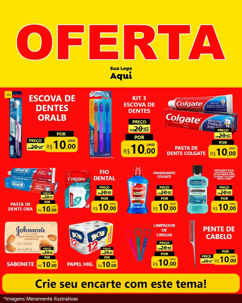 Modelo de Rede Social para Feed Instagram com o tema OFERTA - Vermelho Cartaz para Higiene Pessoal