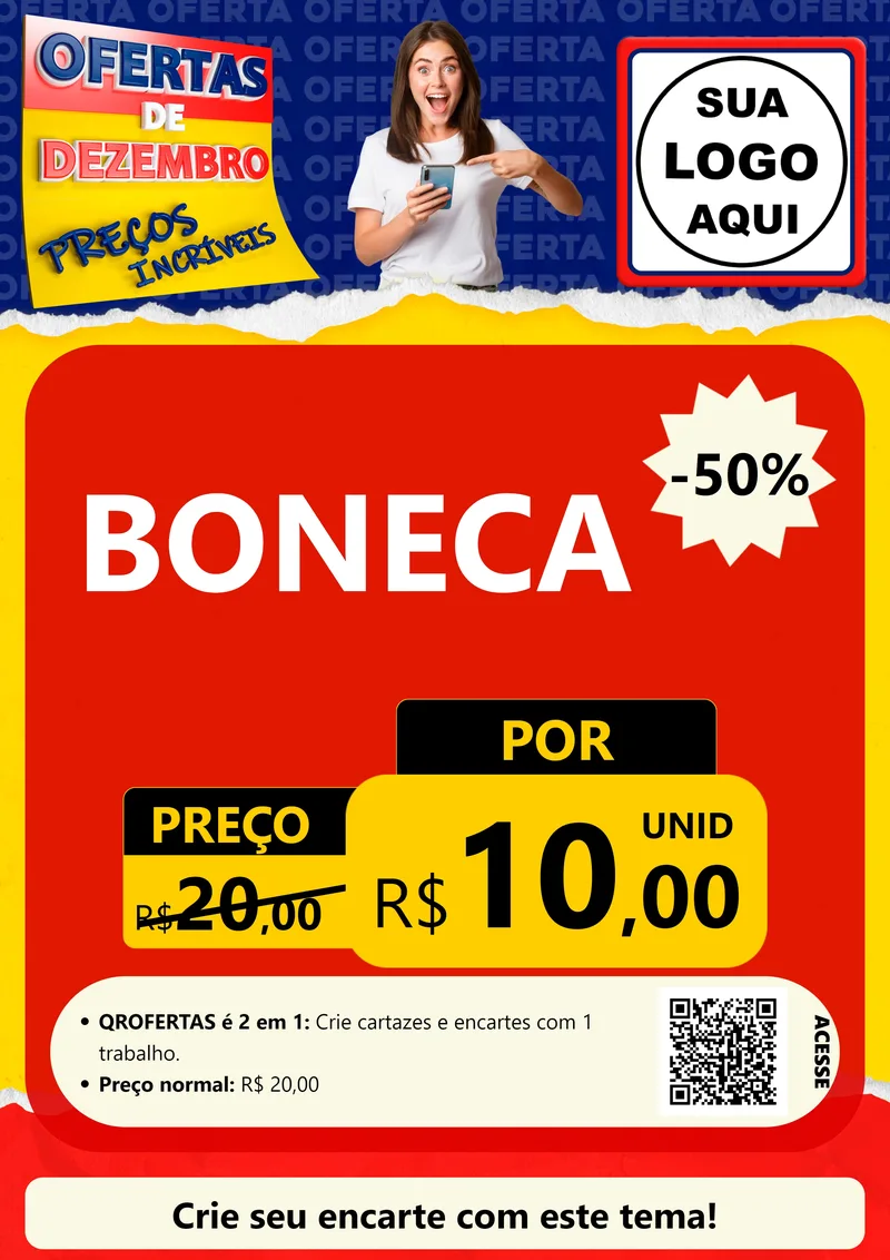 Modelo de Cartaz para Cartaz A4 Vertical com o tema Ofertas de Dezembro - Preços Incríveis para Brinquedos