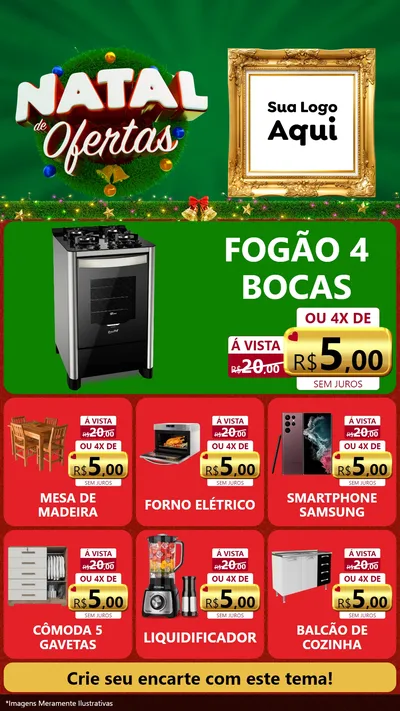 Modelo de Rede Social para Stories com o tema Natal de Ofertas para Móveis e Eletro